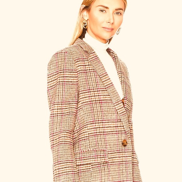 CENTRAL PARK WEST Plaid Blazer with Detachable drawstring hood, brown an… - Picture 2 of 7